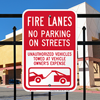 Fire Lanes, No Parking On Streets Signs