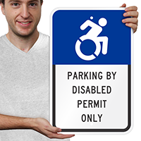Parking By Disabled Permit Only ISA Symbol Signs