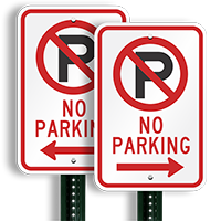 No Parking Signs (with left arrow symbol )