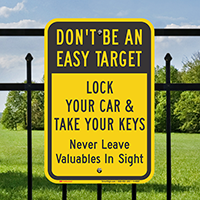 Lock Your Car & Take Your Keys Signs