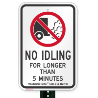 Philadelphia City No Truck Idling For Longer Than 5 Minutes Sign