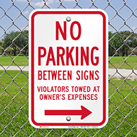 No Parking Between Sign (Right Arrow)