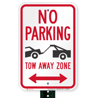 No Parking, Bidirectional Tow-Away Zone Signs