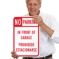 No Parking In Front Of Garage Bilingual Signs