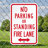 No Parking Or Standing, Fire Lane Signs