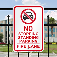 No Parking Or Stopping, Fire Lane Signs