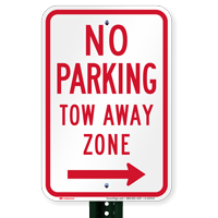 No Parking, Tow-Away Zone, Right Arrow Signs