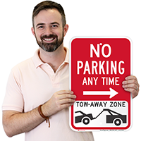 No Parking, Tow-Away Zone Right Arrow Signs