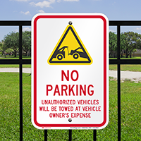 No parking, Unauthorized Vehicles Towed Signs