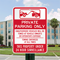 Private Property Parking, 24 Hour Surveillance Signs