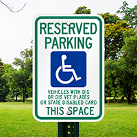 Reserved Parking Disable Vet Plates Signs