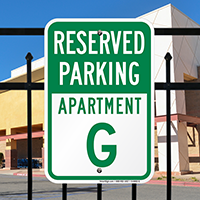 Reserved Parking Apartment G Signs