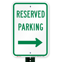 Reserved Parking Signs (right arrow)