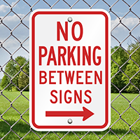 No Parking Between Signs (right arrow)