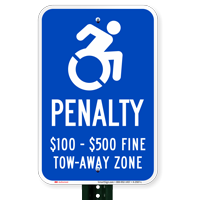 Tow Away Zone Handicapped Parking ISA Signs
