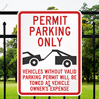Aluminum Parking Permit Signs (tow truck Symbol) 