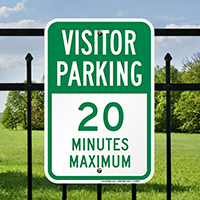 Visitor Parking 20 Minutes Maximum Signs