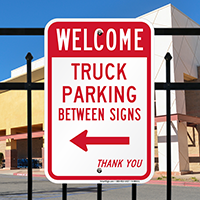Truck Parking Between with Left Arrow Signs
