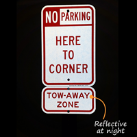 Tow Away Zone Reflective Aluminum Sign