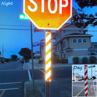 Striped delineator sign for sign posts