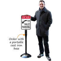 Stop here for valet parking signs