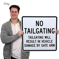 Tailgating Will Result In Vehicle Damage by Gate Sign