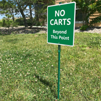 Lawn sign: No carts allowed beyond this point