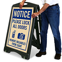 Please Lock All Door A-Frame Portable Sidewalk Sign