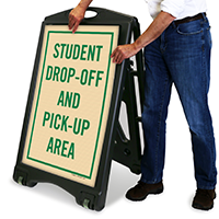 Drop-Off And Pick-Up Area A-Frame Portable Sidewalk Sign