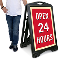 Open 24 Hour A-Frame Portable Sidewalk Sign