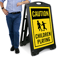 Children Playing A-Frame Portable Sidewalk Sign