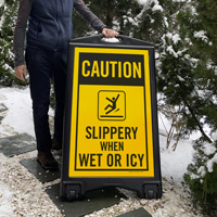 Caution Slippery A-Frame Portable Sidewalk Signs