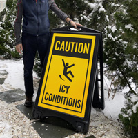 Caution - Icy Conditions Safety Sidewalk Sign