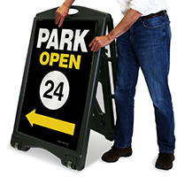 24 Hour Park Open A-Frame Portable Sidewalk Sign