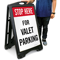 Stop Valet Parking A-Frame Portable Sidewalk Sign