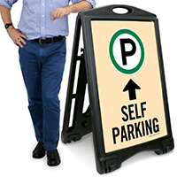 Self Parking Ahead with Up Arrow Portable Sign