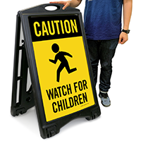 Watch For Children with Graphic Sidewalk Sign