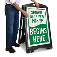 Drop-Off and Pick-Up, Begins Here Sign