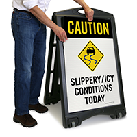 Slippery / Icy Conditions Today Caution Sign