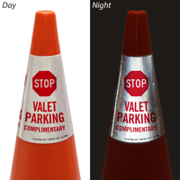 Stop Valet Parking Complimentary Cone Message Collar Sign