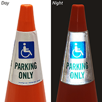 Handicapped Parking Only Cone Message Collar Sign