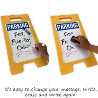Changeable a-frame sign with a dry erase coating