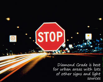 Diamond grade stop sign
